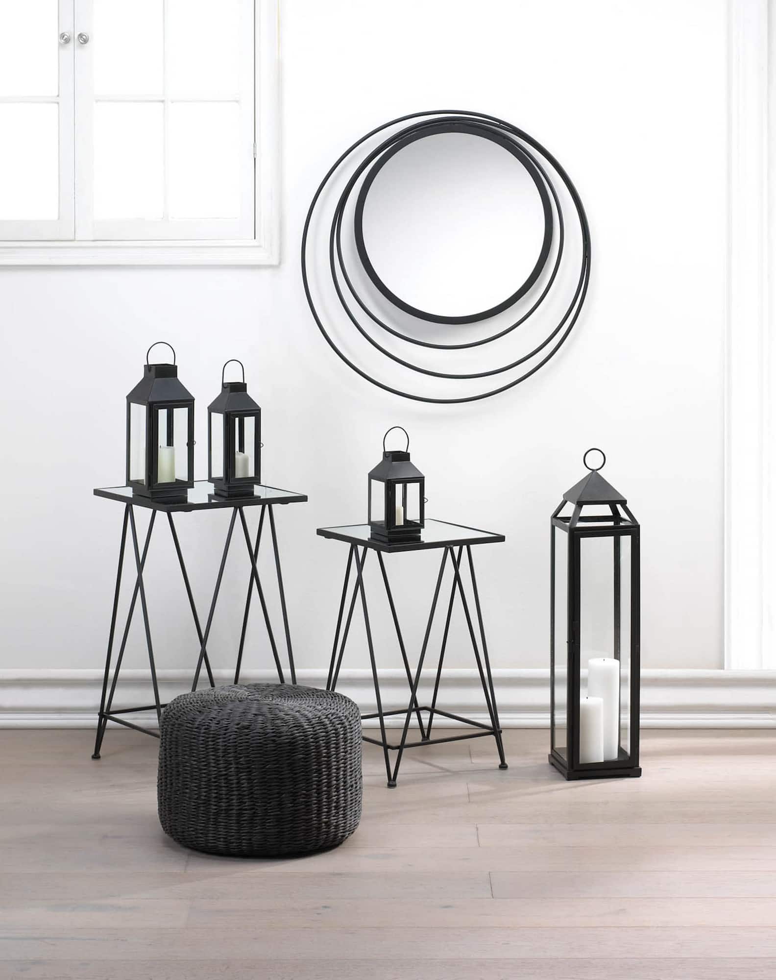 30" Black Iron & Glass Lantern